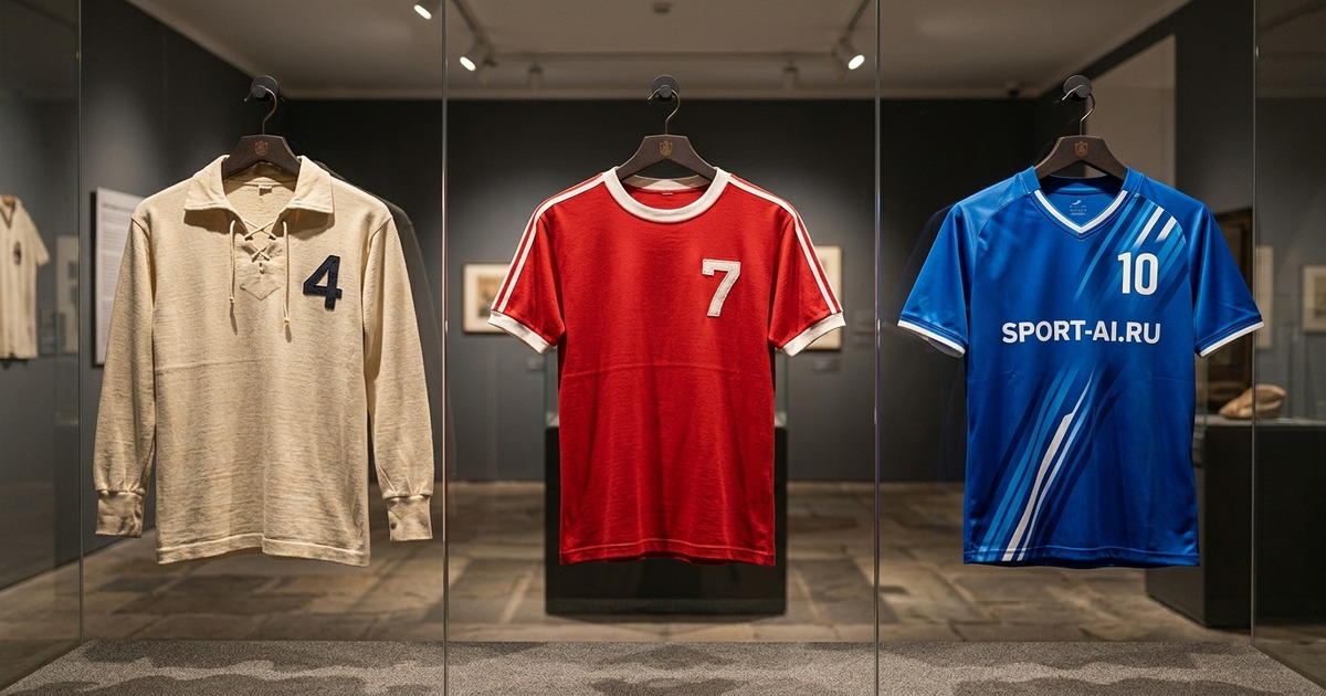 Три эпохи одной майки: 1920-е, 1970-е и наши дни (иллюстрация sport-ai.ru)