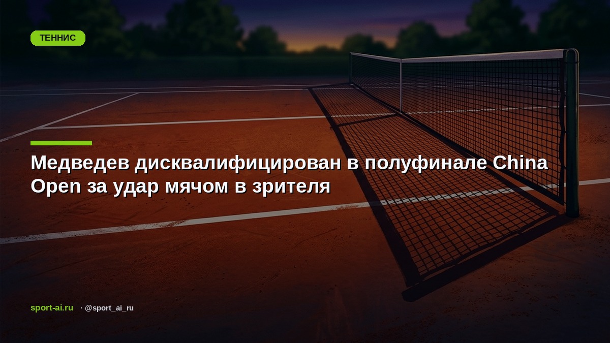 Медведев дисквалифицирован в полуфинале China Open за удар мячом в зрителя