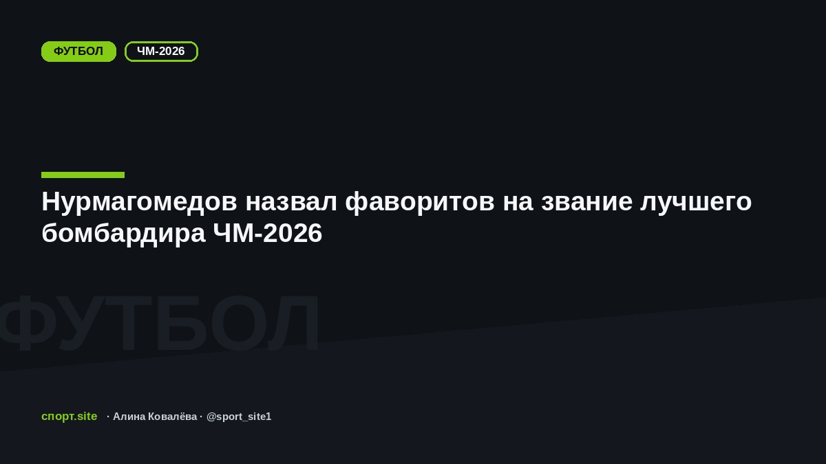 Нурмагомедов назвал фаворитов на звание лучшего бомбардира ЧМ-2026