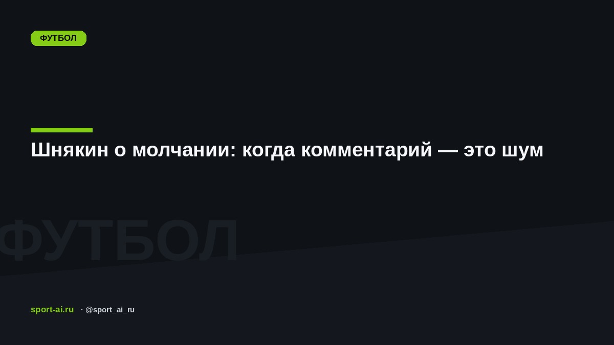 Шнякин о молчании: когда комментарий — это шум