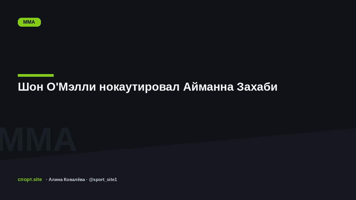 Шон О'Мэлли нокаутировал Айманна Захаби
