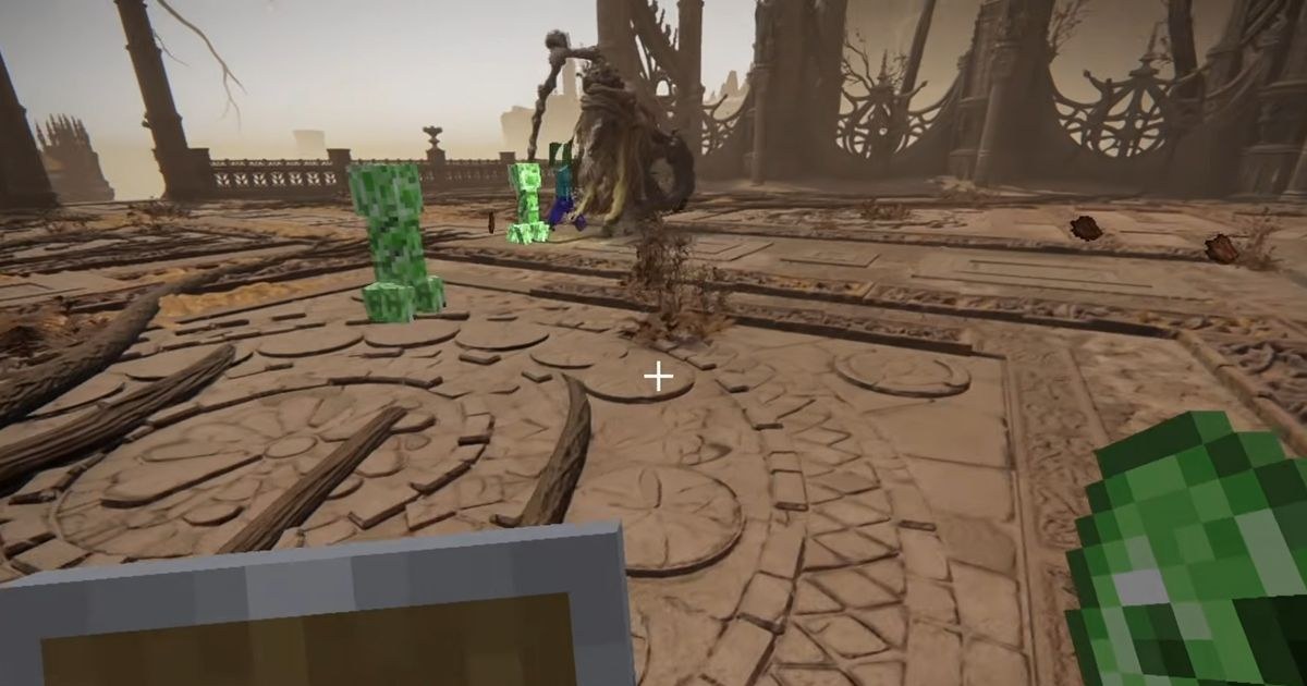 Моддер добавил Minecraft в Elden Ring с крафтом и спавном мобов